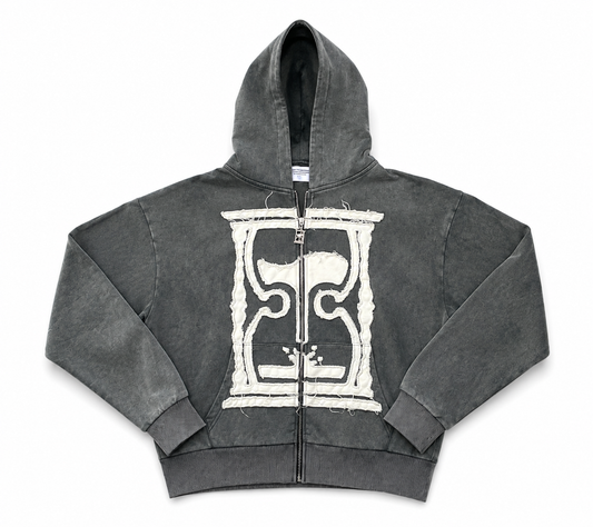 BOUEMAI DISTRESSED HOURGLASS ZIP UP (TIMEWORN GREY)