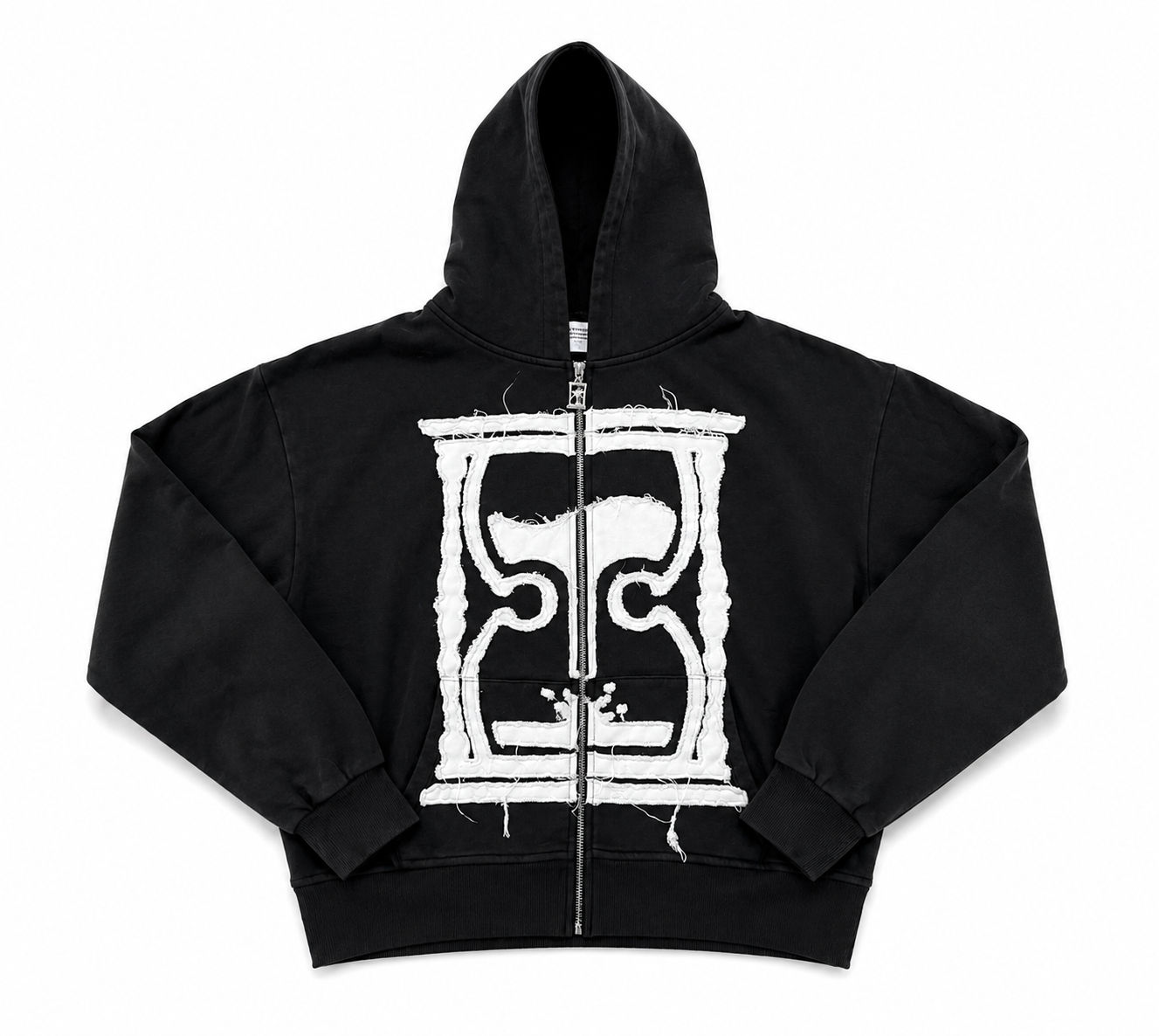 BOUEMAI DISTRESSED HOURGLASS ZIP UP (TIMEWORN BLACK)