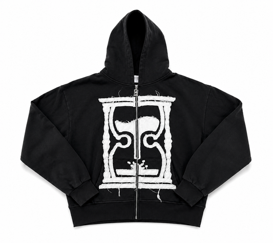 BOUEMAI DISTRESSED HOURGLASS ZIP UP (TIMEWORN BLACK)