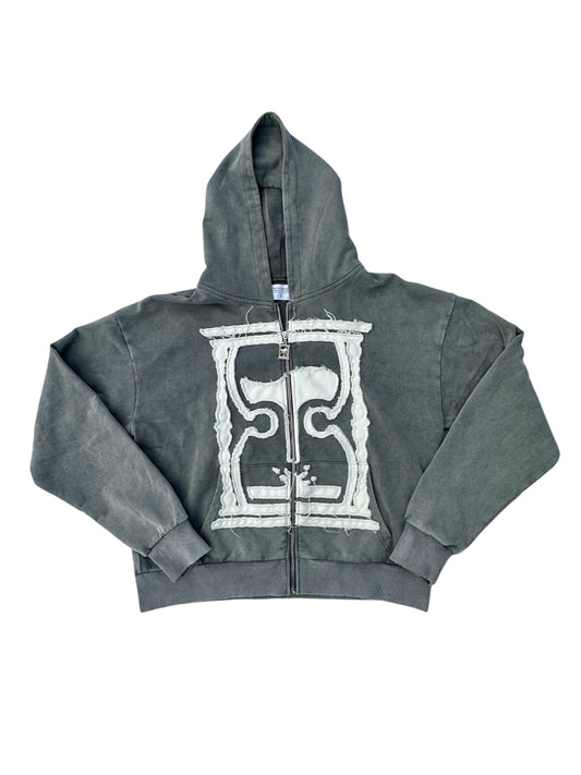 BOUEMAI DISTRESSED HOURGLASS ZIP UP