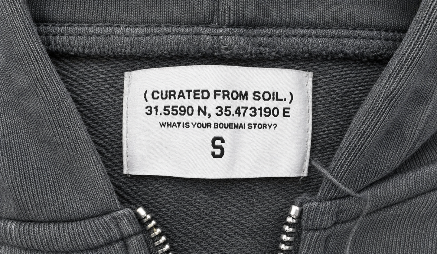 BOUEMAI DISTRESSED HOURGLASS ZIP UP (TIMEWORN GREY)