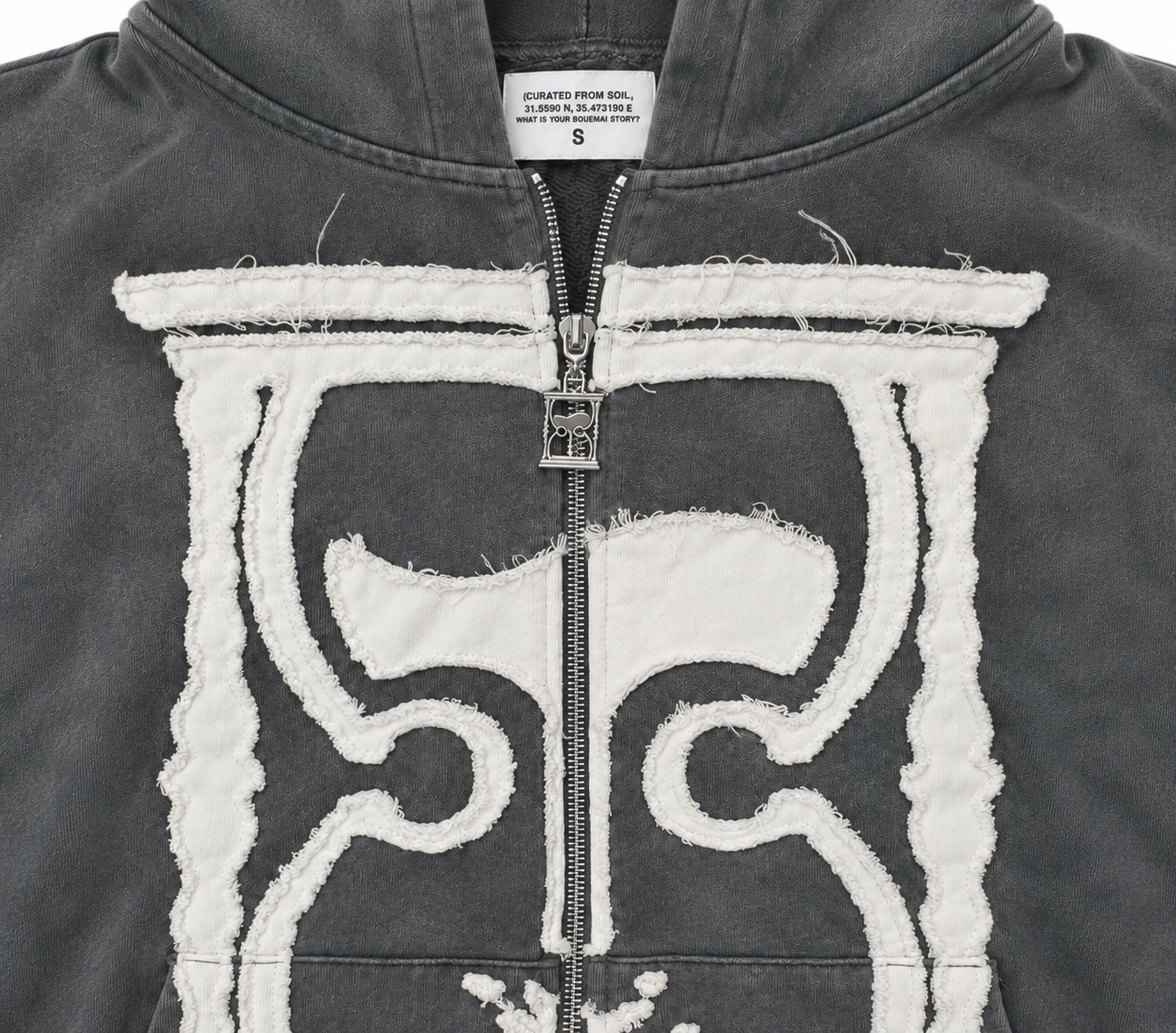 BOUEMAI DISTRESSED HOURGLASS ZIP UP (TIMEWORN GREY)